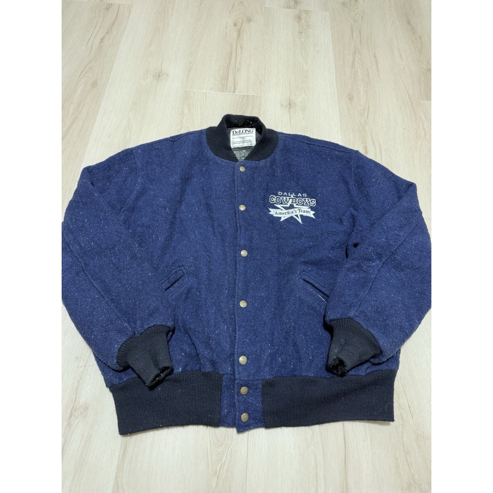 Dallas Cowboys Jacket Men XL Blue Wool Delong Throwback NFL Football Vintage USA